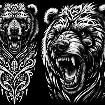 Cabe&ccedil;a de urso tatoo tribal 