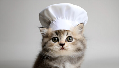 Cute Baby Persian Cat in Chef Hat