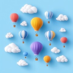 Obraz premium Colorful Hot Air Balloons in a Bright Blue Sky