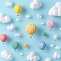 Colorful Hot Air Balloons in a Clear Blue Sky