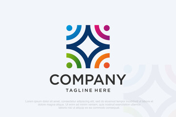 human community logo design. people work. symbol for teamwork,social group, etc. Vector illustration