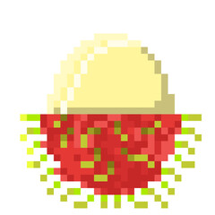 Pixel Rambutan Fruit Cut Half with Flesh
