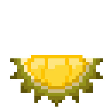 Pixel Durian Fruit Cut Half with Flesh