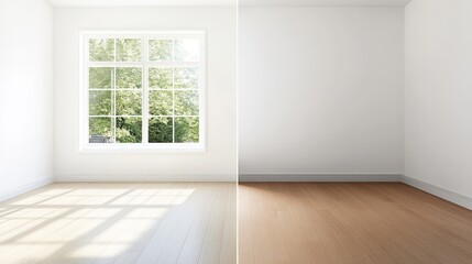 Fototapeta premium Bright Empty Room with Large Window and Nature View