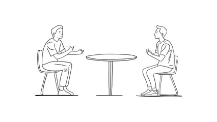 Two people are sitting in a cafe discussing business isolated. business people in a meeting.