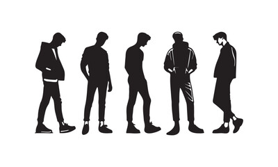 Modern Male Silhouettes, From Fashion to Fitness,
Variety of Male Poses in Silhouette Style for Design Projects vector graphics illustration  