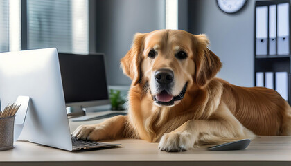 Golden Retriever in the Office: A Friendly Companion