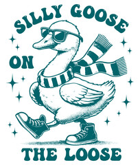 Silly goose on the loose. Goose funny. Festive Artwork. Cartoon Funny. © Sugarpalm