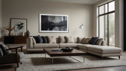 Interior of stylish living room with comfortable zone