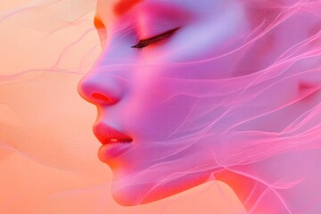 Dreamy Colorful Abstract Portrait of a Woman with Ethereal Light and Soft Textures