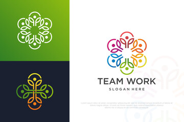 human community logo design. people work. symbol for teamwork,social group, etc. Vector illustration