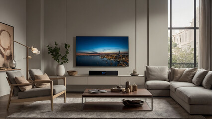 Interior of stylish living room with comfortable zone