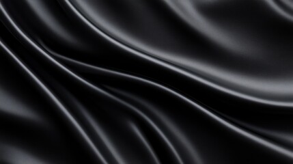 Elegant Black Satin Fabric with Soft Drapery