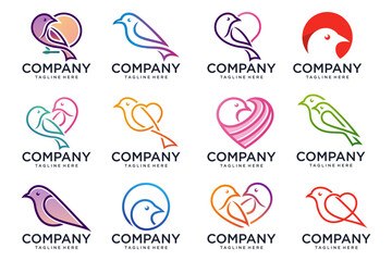  set of Bird logo design . simple concept . vector illustration