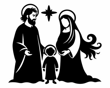 recommend clip art: Holy Family silhouette  vector, Nativity  Baby Jesus silhouette,Holiday Clipart Christian