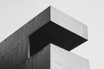 Minimalist concrete building with geometric design
