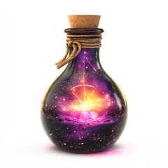 A potion bottle labeled Black Friday Elixir, glowing with magical light, fantasy RPG theme, isolated on white background