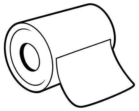 recommend clip art: Toilet paper roll hand drawn doodle. Personal hygiene item. Bathroom and toilet room. Vector outline line art illustration.