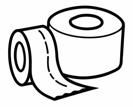 recommend clip art: Toilet paper roll hand drawn doodle. Personal hygiene item. Bathroom and toilet room. Vector outline line art illustration.