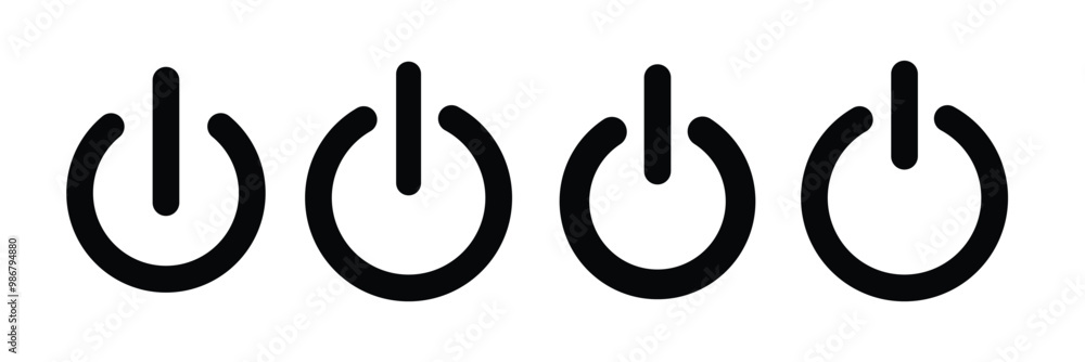 Aufkleber power button icon set. switch on switch off icon/sign. computer start trigger button symbol in fille