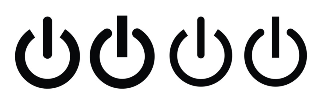 power button icon set.  Switch on switch off icon/sign. computer start trigger button symbol in filled and line style. vector illustration