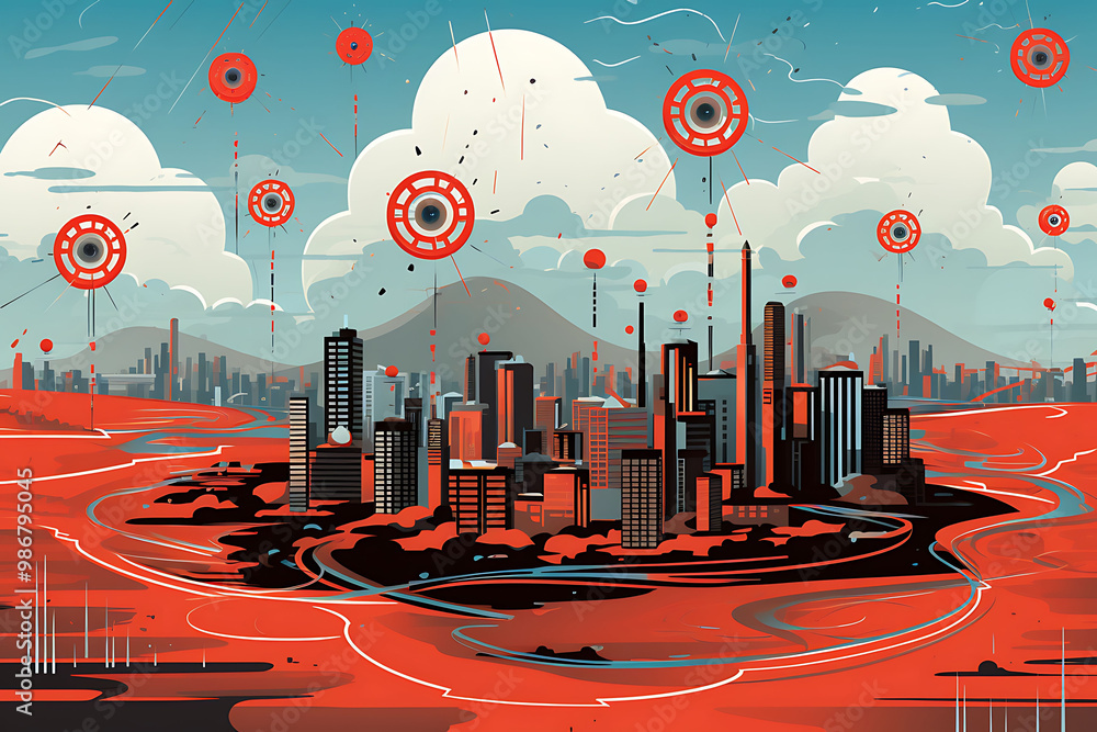 Poster predictive analytics environmental services depicted in an abstract composition showcasing how ai an
