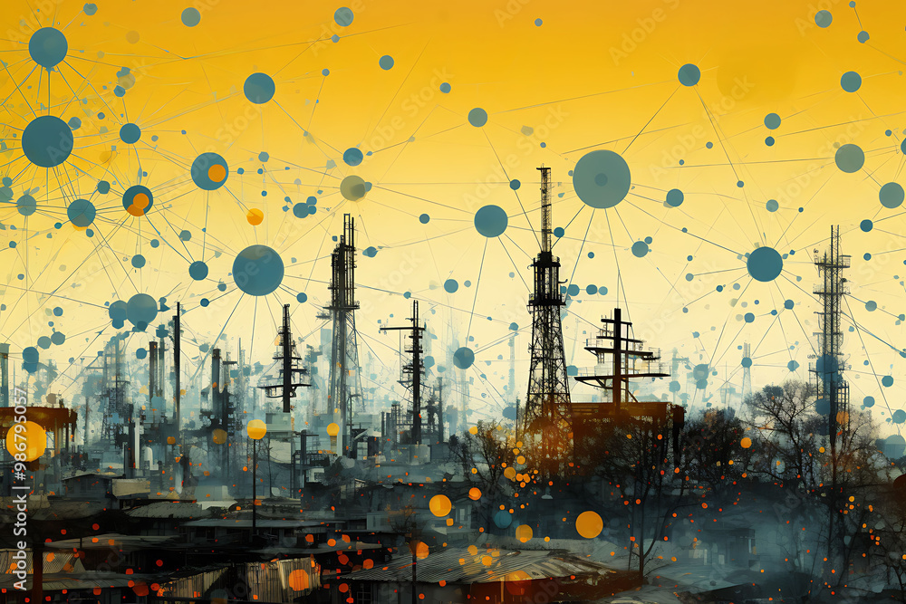 Poster predictive analytics environmental services depicted in an abstract composition showcasing how ai an