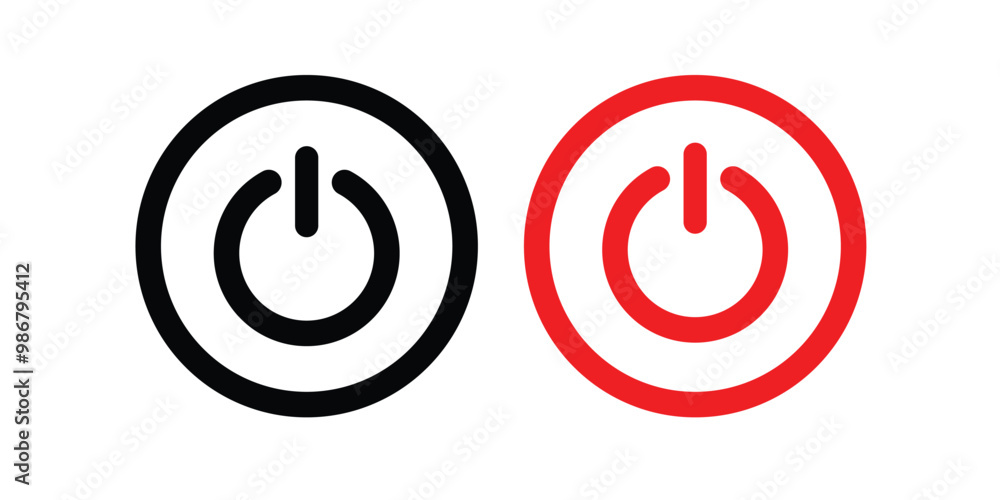 Aufkleber on off power button icon. switch on switch off icon. press start button sign isolated on white backg