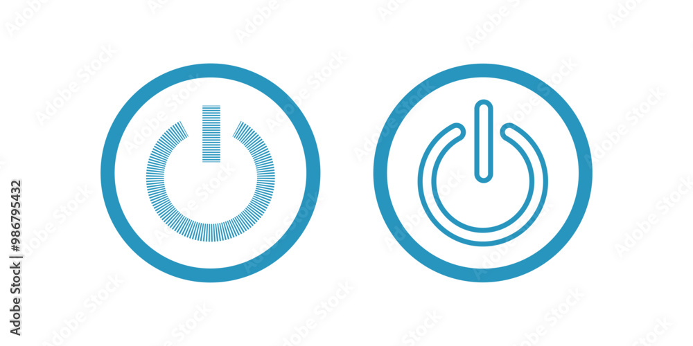 Poster on off power button icon. switch on switch off icon. press start button sign isolated on white backg