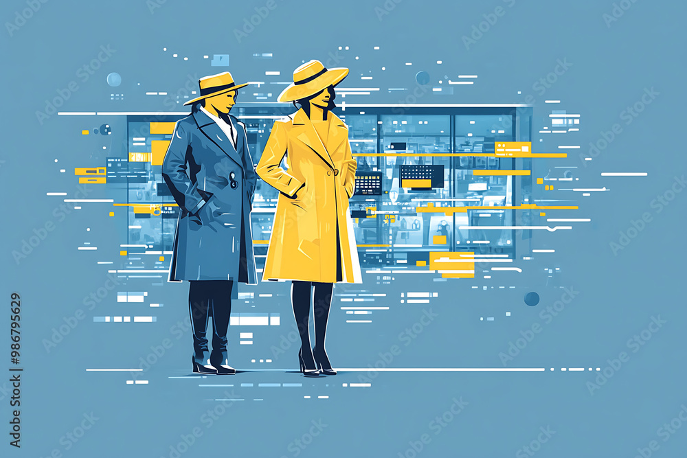 Poster predictive analytics fashion depicted in an abstract design showcasing how ai forecasts demand and g