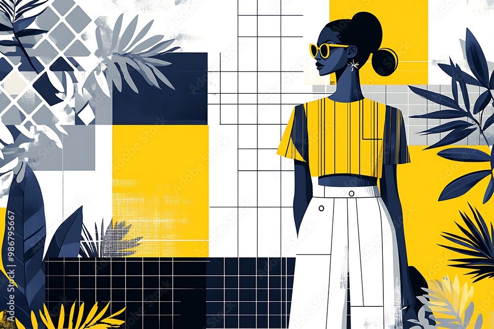 Poster predictive analytics fashion depicted in an abstract design showcasing how ai forecasts demand and g