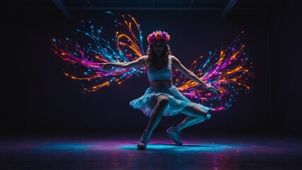 Obraz premium beautiful woman dancing in the dark