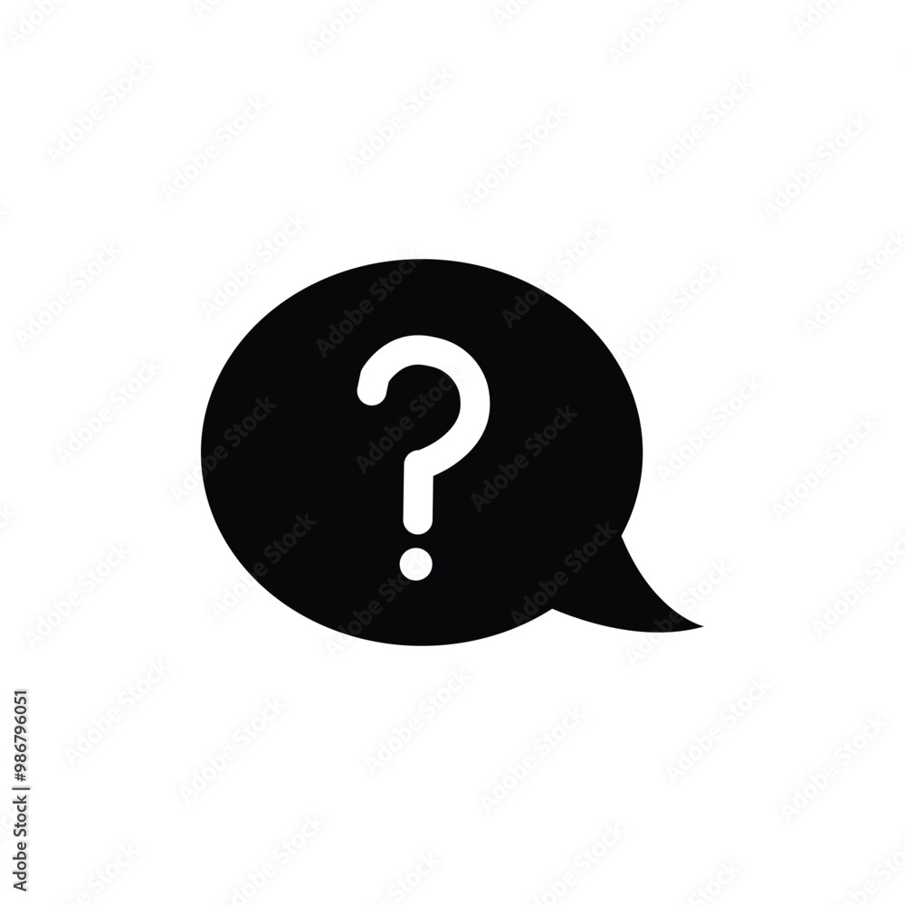 Poster speech bubble question mark icon sign vector. bubble question icon, faq questions symbol on a white 