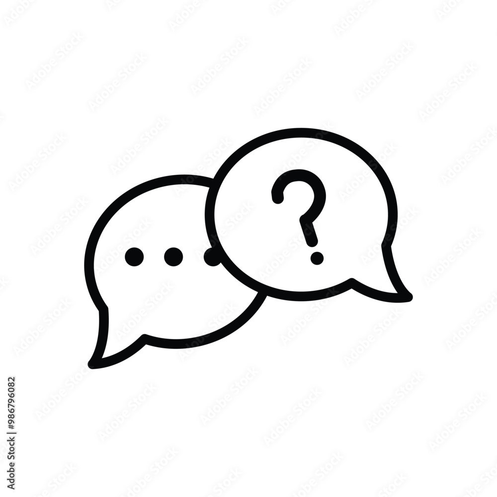 Poster speech bubble question mark icon sign vector. bubble question icon, faq questions symbol on a white 