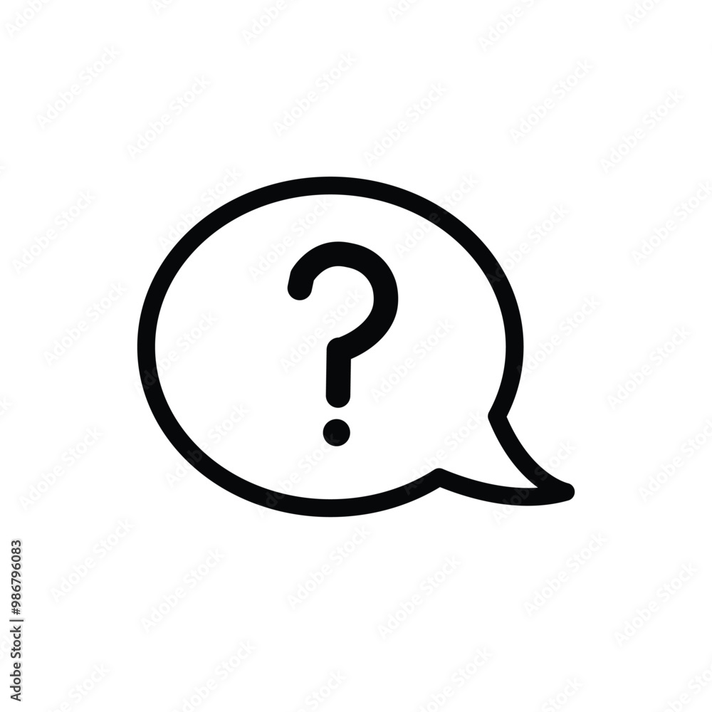 Poster speech bubble question mark icon sign vector. bubble question icon, faq questions symbol on a white 