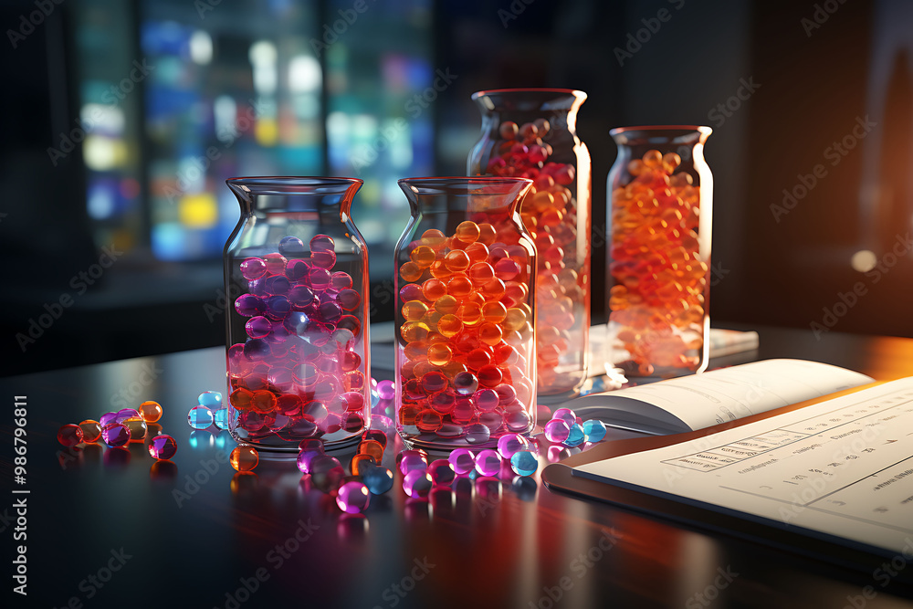 Poster predictive analytics pharmaceuticals depicted in an abstract design showcasing how artificial intell