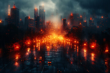 Fototapeta premium Predictive analytics public safety depicted in an abstract composition showcasing how AI anticipates natural disasters and public health emergencies guiding resource allocation