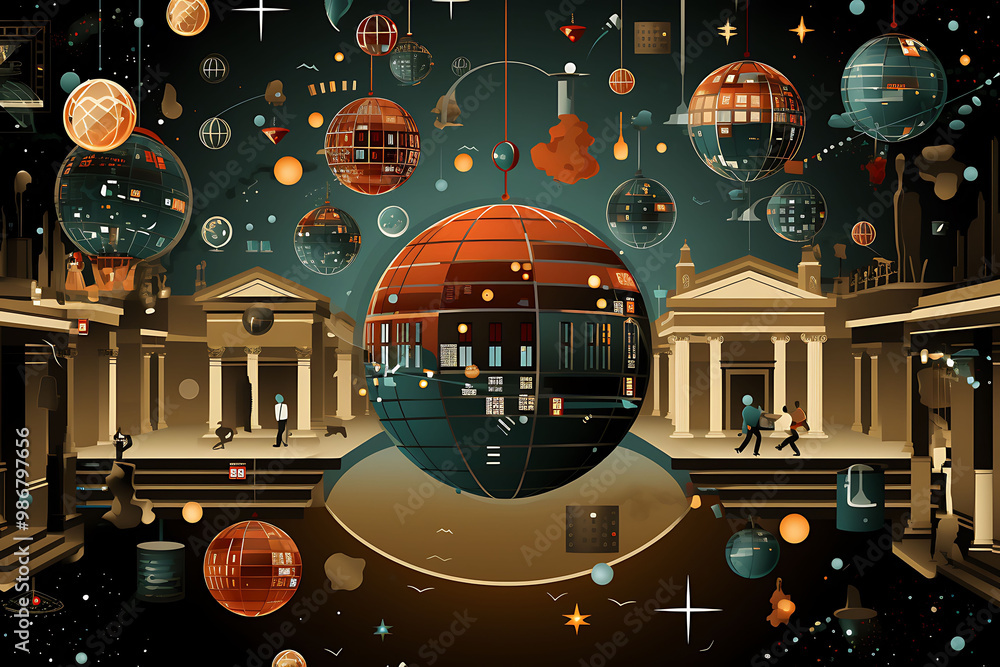 Poster predictive analytics retail banking depicted in an abstract design showcasing how ai forecasts custo