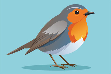 Obraz premium A cheerful robin stands proudly with a disproportionate body and vibrant colors against a soft backdrop, Customizable illustration of a disproportionate roofer.
