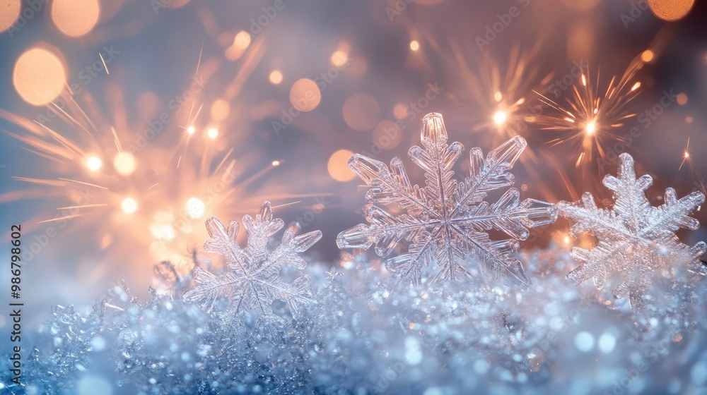 Poster sparkling snowflakes and shimmering lights create a magical winter scene filled with festive joy and