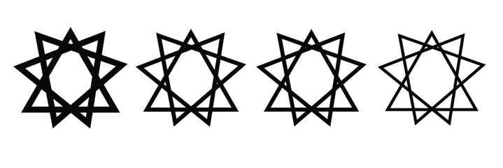 nine pointed star bahai symbol set. bahai Religious symbols icon vector.