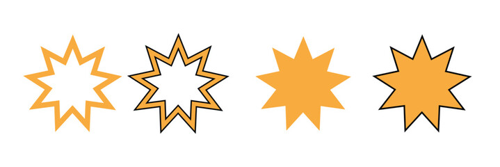 nine pointed star bahai symbol set. bahai Religious symbols icon vector.