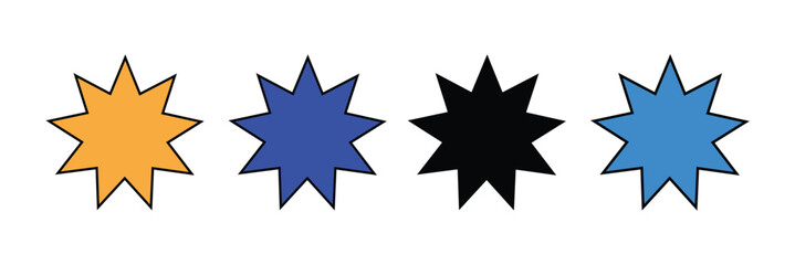 nine pointed star bahai symbol set. bahai Religious symbols icon vector.