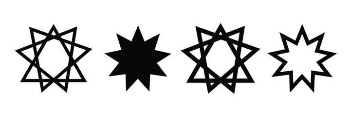 baha'i bahai. bahaism. Bahai star Religious symbol sign icon symbol ui and ux design, glyphs and stroke line icon.