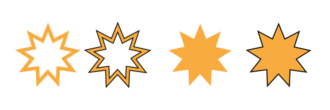 nine pointed star bahai symbol set. bahai Religious symbols icon vector.