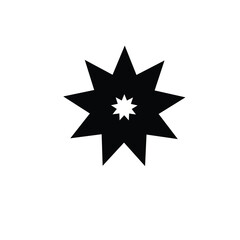Bahai star. Black linear Bahai symbol. Religious symbol of Bahaism. Vector illustration.