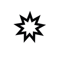Fototapeta premium Bahai star. Black linear Bahai symbol. Religious symbol of Bahaism. Vector illustration.