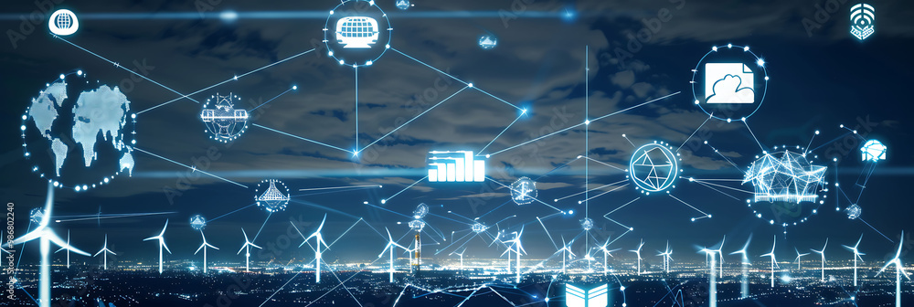 Poster renewable energy infrastructure enhanced ai where artificial intelligence designs monitors and optim