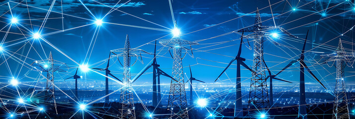 Renewable energy infrastructure enhanced AI where artificial intelligence designs monitors and optimizes energy systems for sustainable power generation