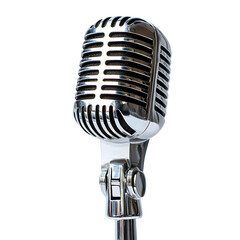 Fototapeta premium Detailed Classic Chrome Disco Microphone on White Background